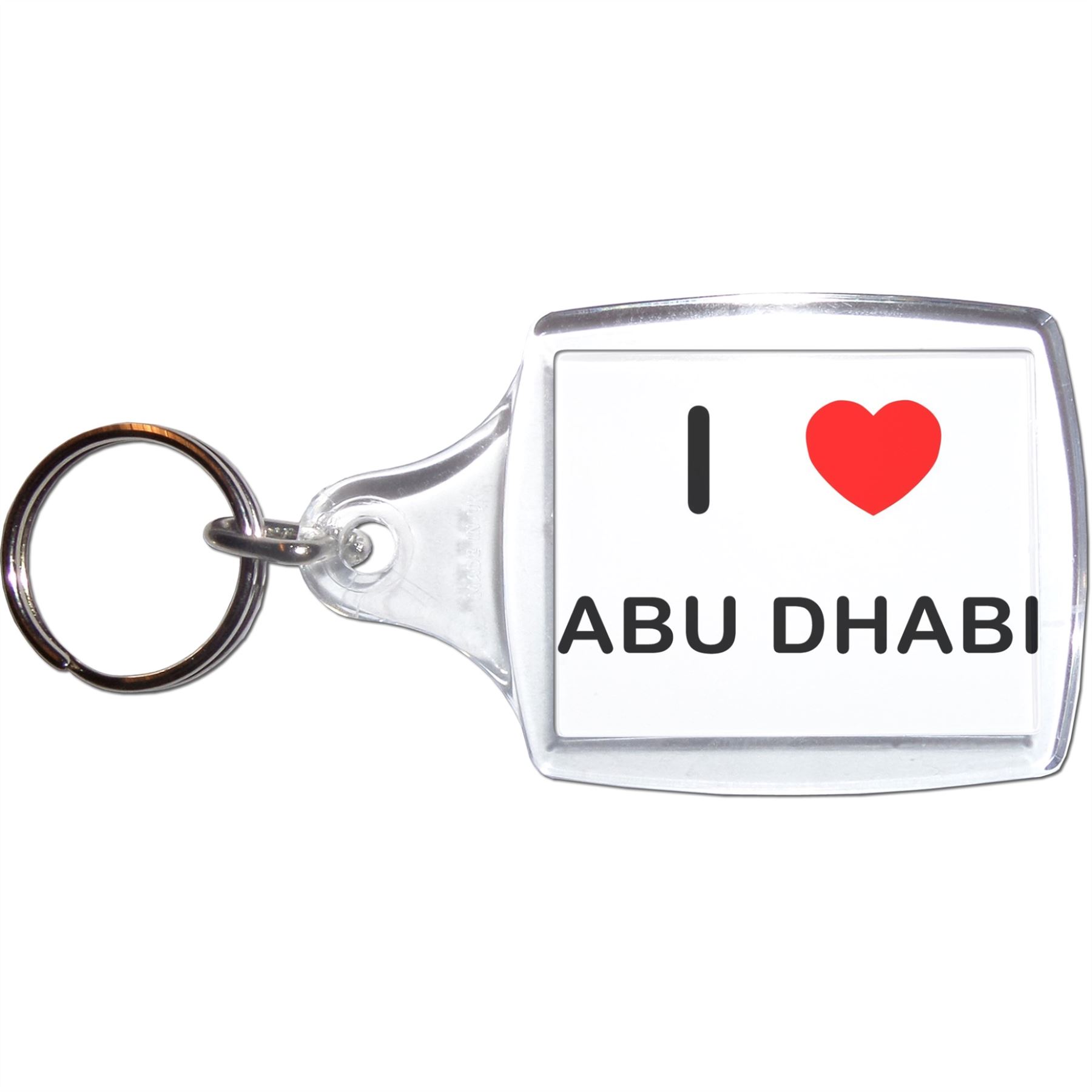 Abu Dhabi I Love Heart Clear Plastic Key Ring (S, M or L) - Picture 5 of 8