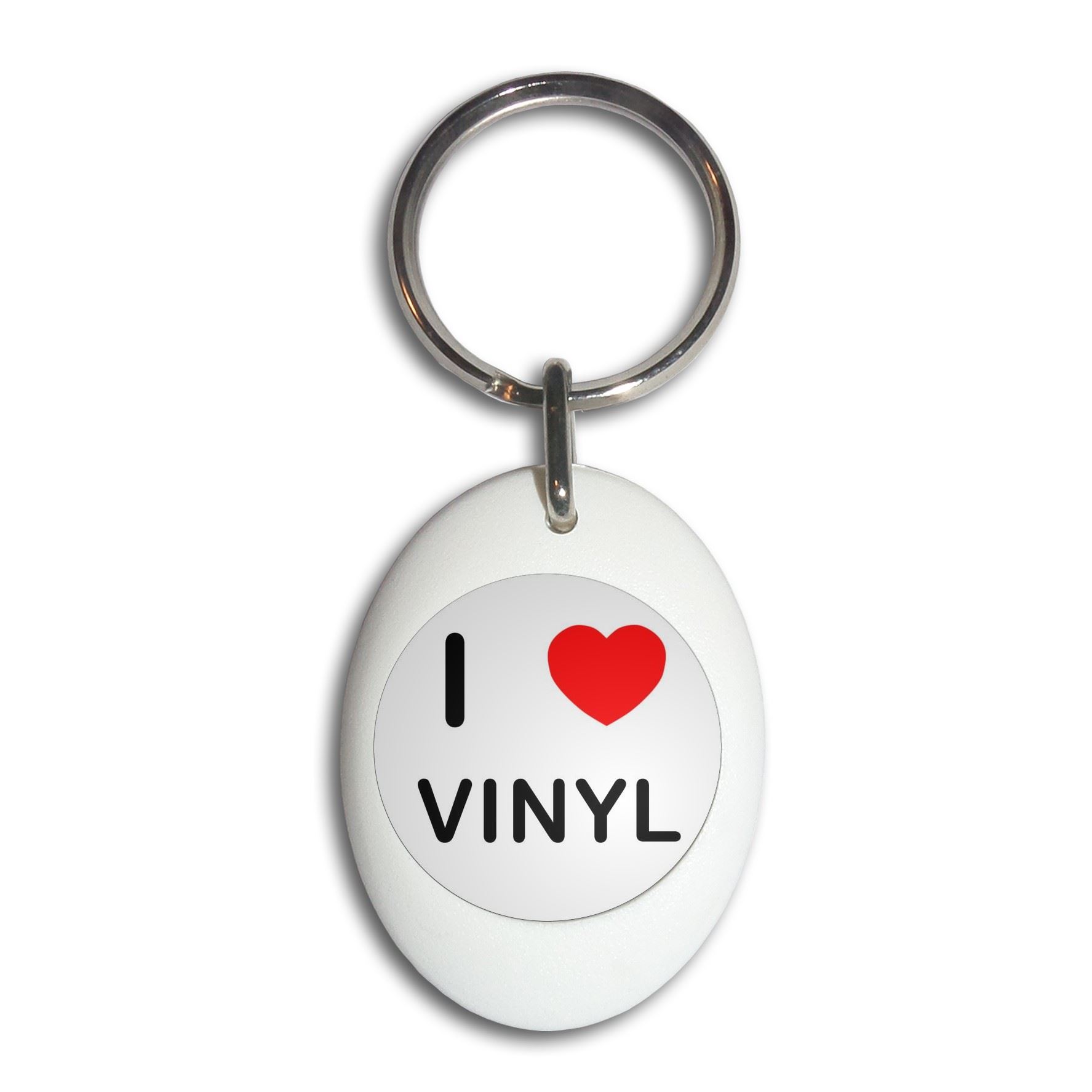Vinyl I Love Heart Plastic Oval Key Ring (43mm x 32.5mm) - Picture 9 of 10