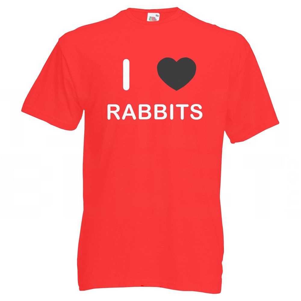 Rabbits I Love T-Shirt Tee Erwachsene Rundhals Kurzarm - Bild 21 von 34