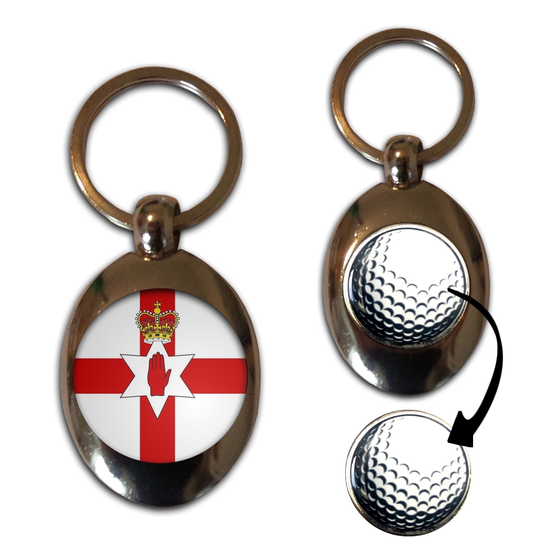Schlüsselring Golfball Markierung Nordirland Flagge (43 mm x 33 mm) - Bild 9 von 12