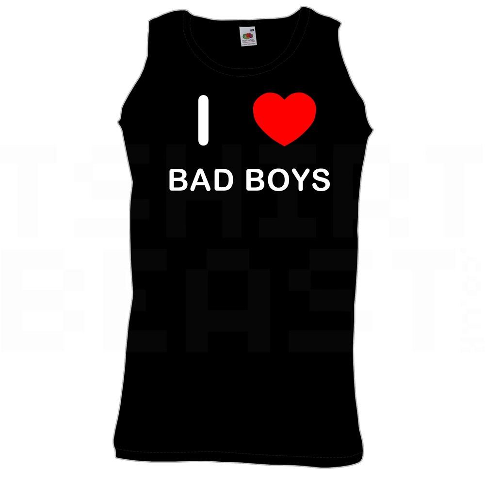 Bad Boys I Love Heart Vest Adult Crew Neck Athletic Gym Vest - Picture 3 of 18