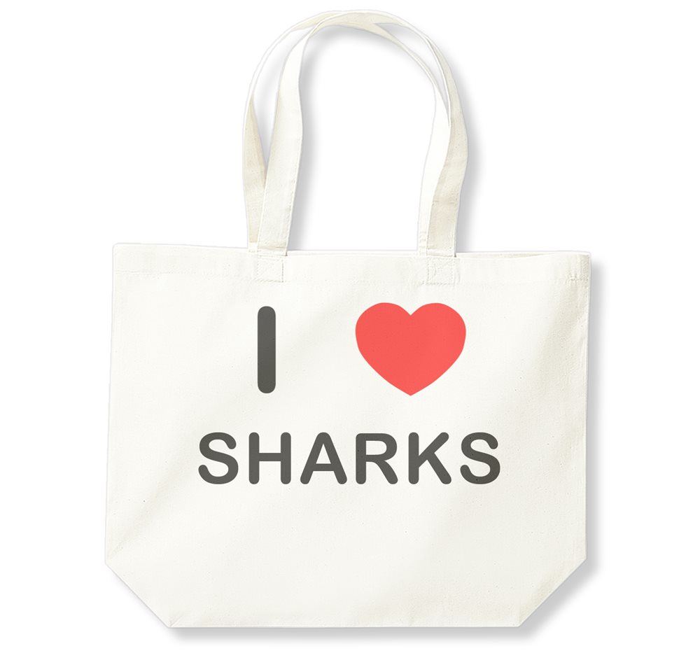 Sharks I Love Cotton Shopping Bag (Black, White, Natural) - Picture 3 of 8