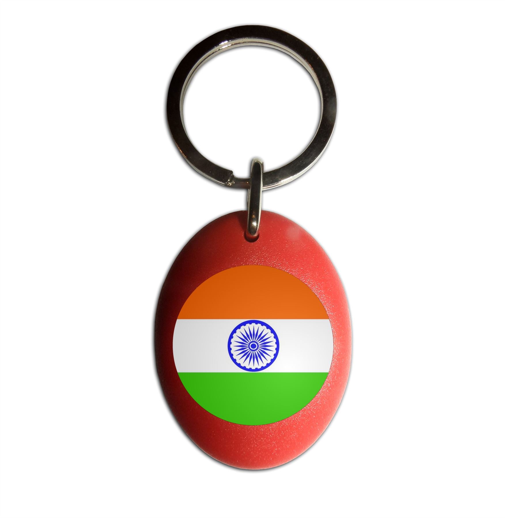 India Flag Plastic Oval Key Ring (43mm x 32.5mm) - Picture 7 of 10