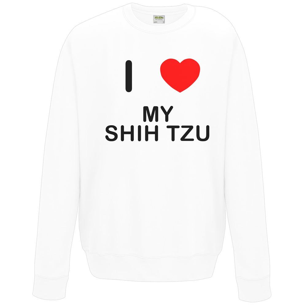 My Shih Tzu I Love Sweater Pullover Adult Crew Neck Long Sleeved Sweatshirt - Picture 27 of 34