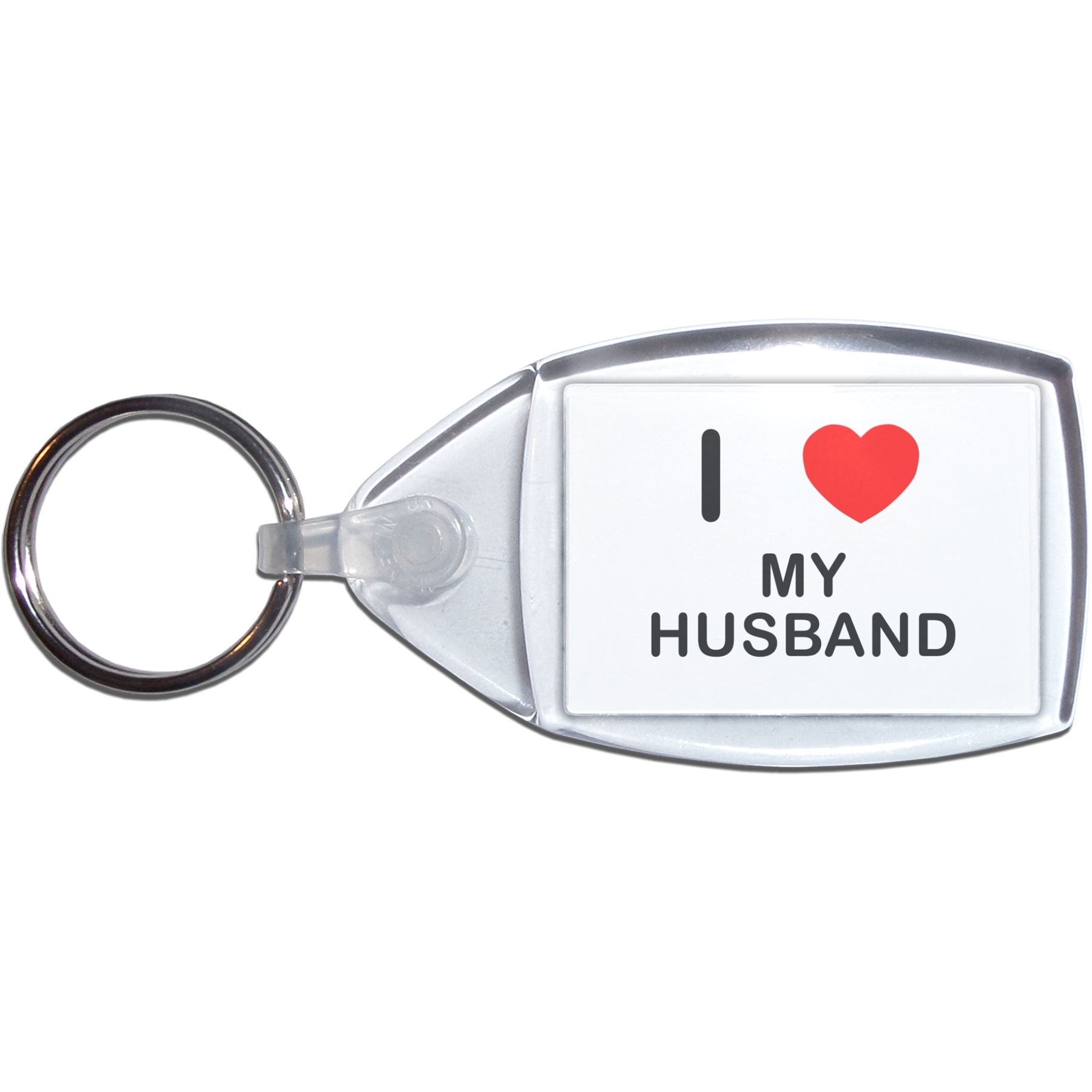 My Husband I Love Heart Clear Plastic Key Ring (S, M or L) - Picture 7 of 8
