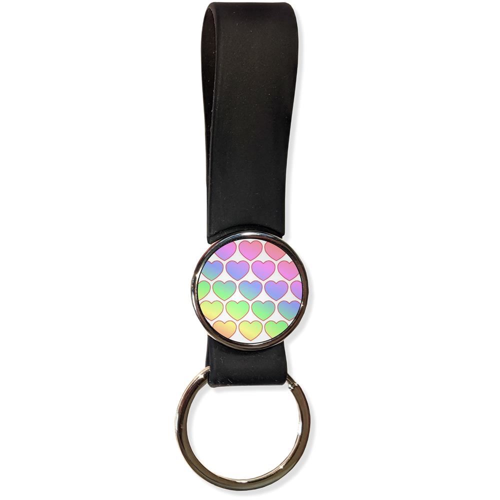 Rainbow Heart Pattern Silicone Loop Key Ring (35mm x 120mm) - Picture 3 of 8