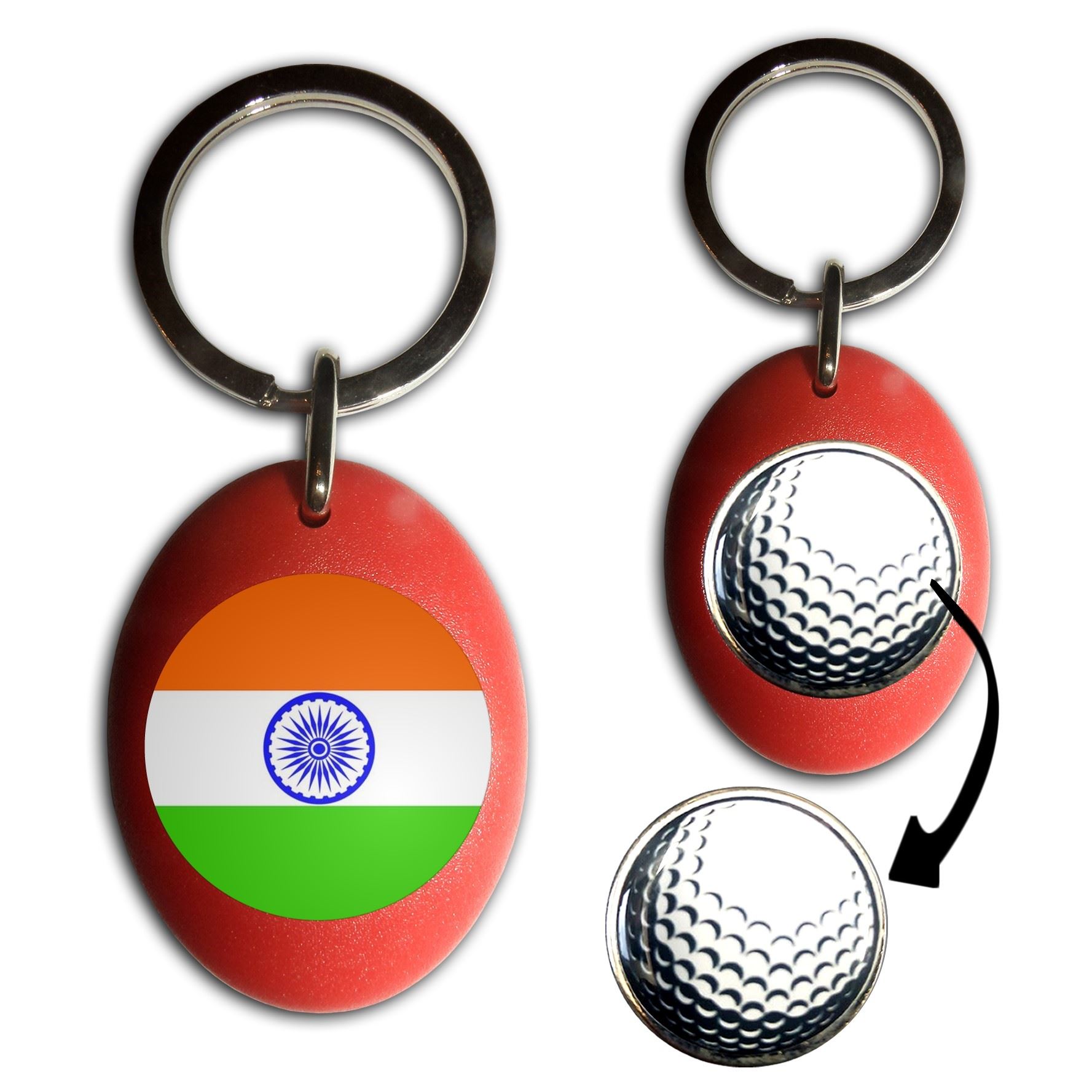 Schlüsselanhänger Indien Flagge Golfball Markierung (43 mm x 33 mm) - Bild 7 von 12