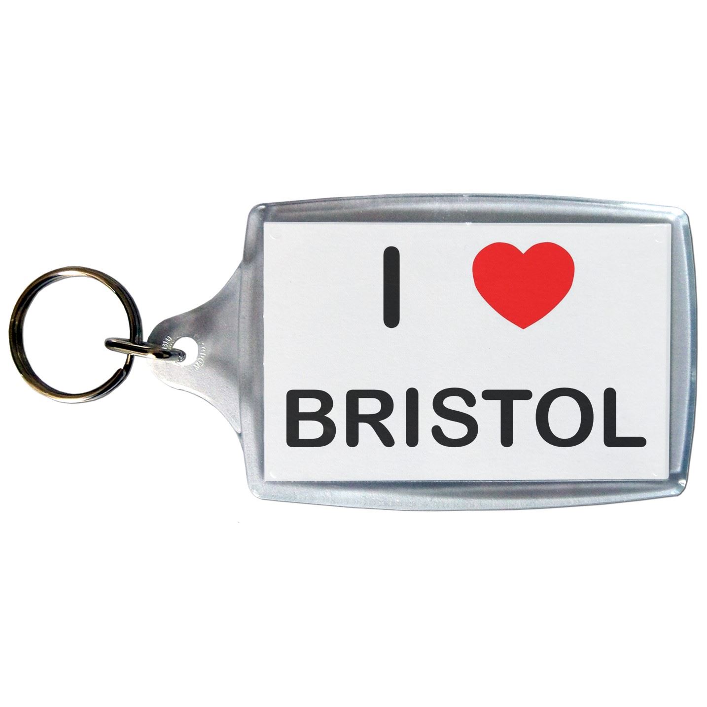Bristol I Love Heart Clear Plastic Key Ring (S, M or L) - Picture 3 of 8