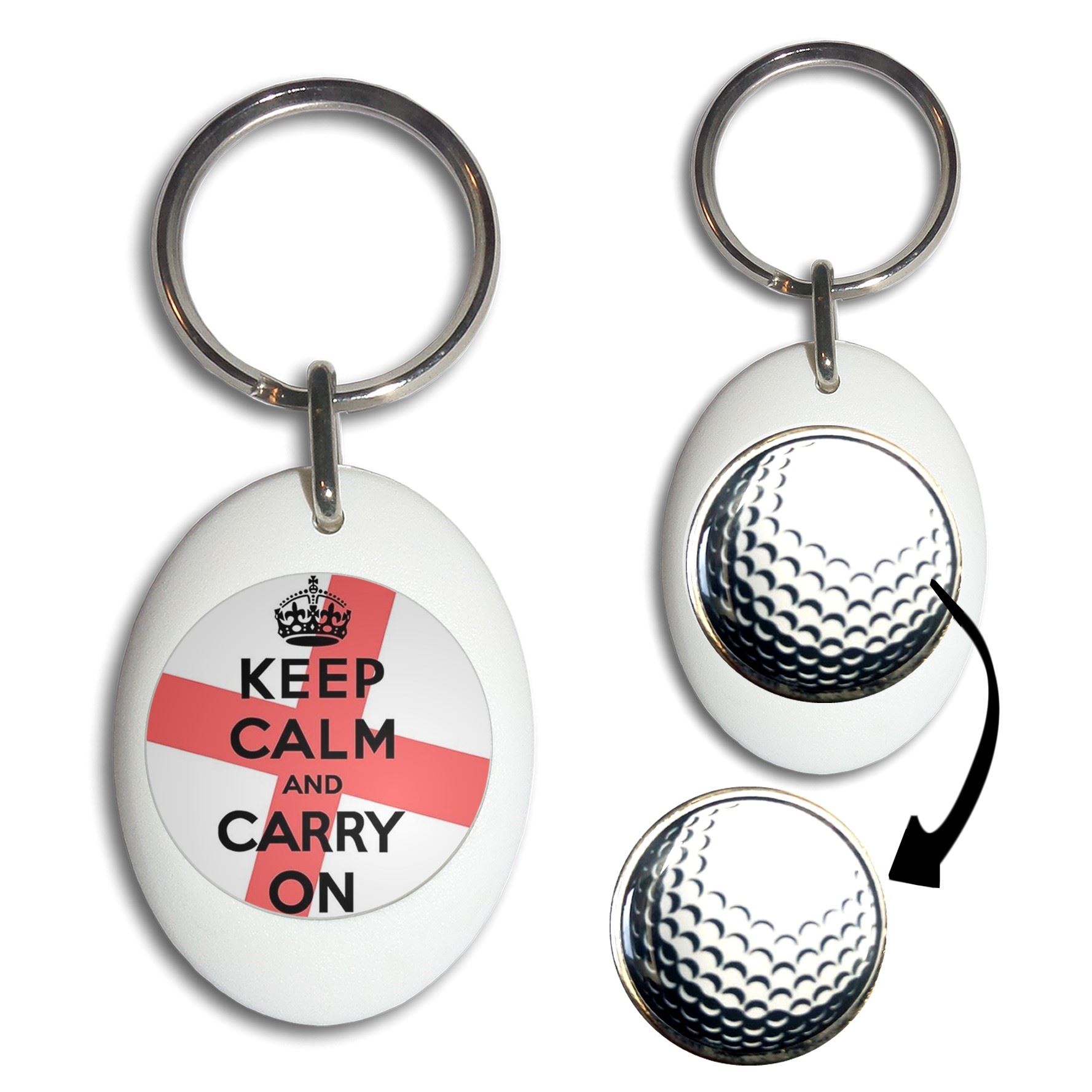 England Keep Calm and Carry On Golfball Marker Schlüsselanhänger (43 mm x 33 mm) - Bild 11 von 12