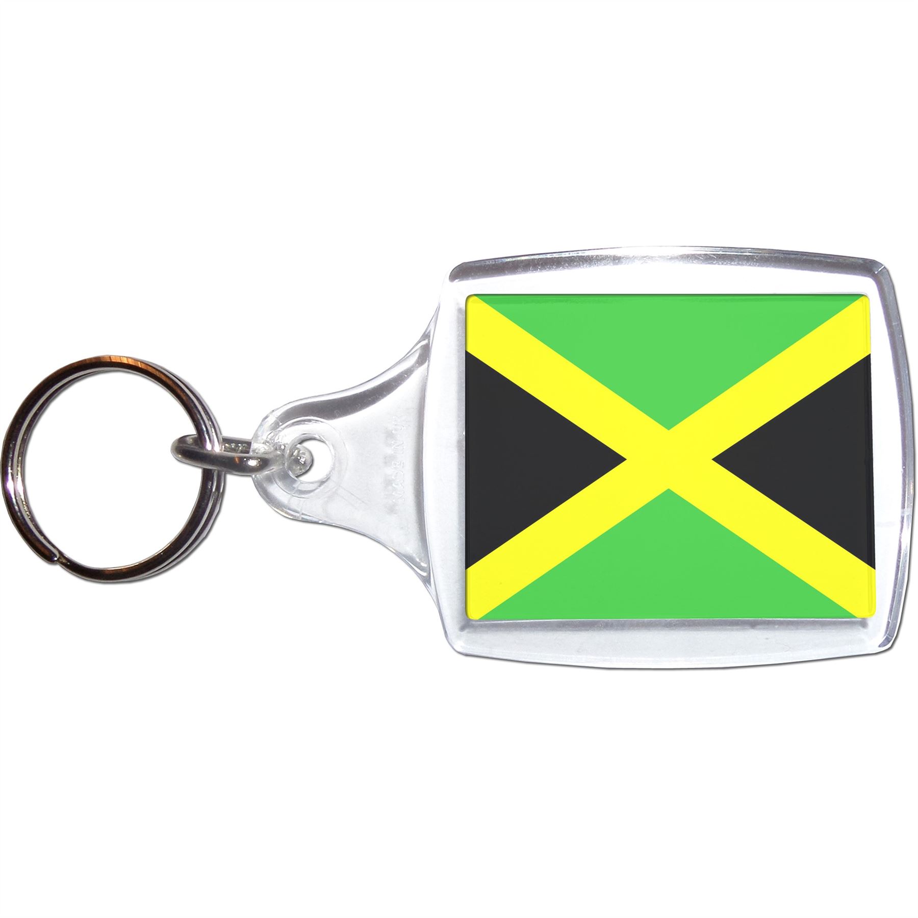 Jamaica Flag Clear Plastic Key Ring (S, M or L) - Picture 5 of 8