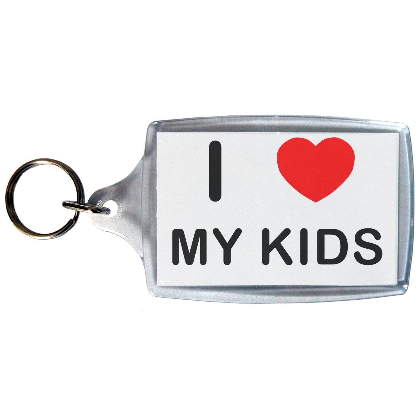 My Kids I Love Heart Clear Plastic Key Ring (S, M or L) - Picture 3 of 8