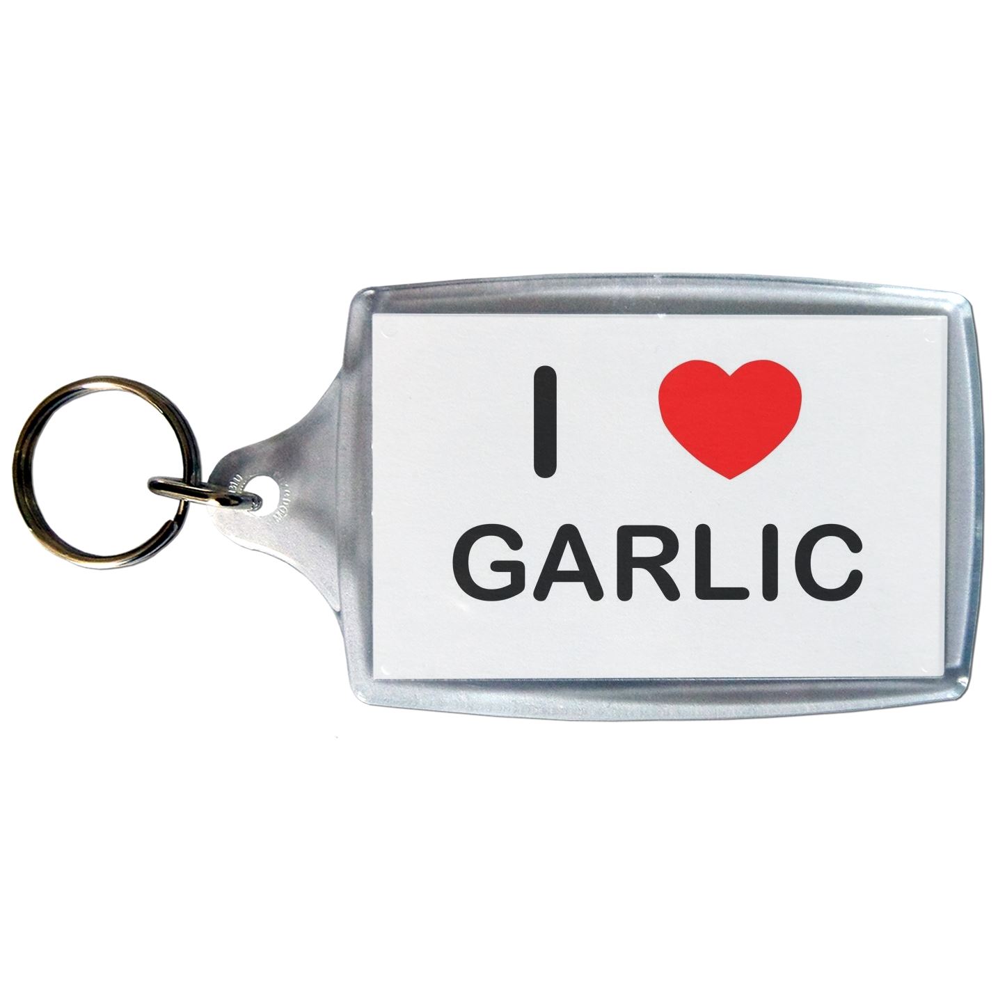 Garlic I Love Heart Clear Plastic Key Ring (S, M or L) - Picture 3 of 8