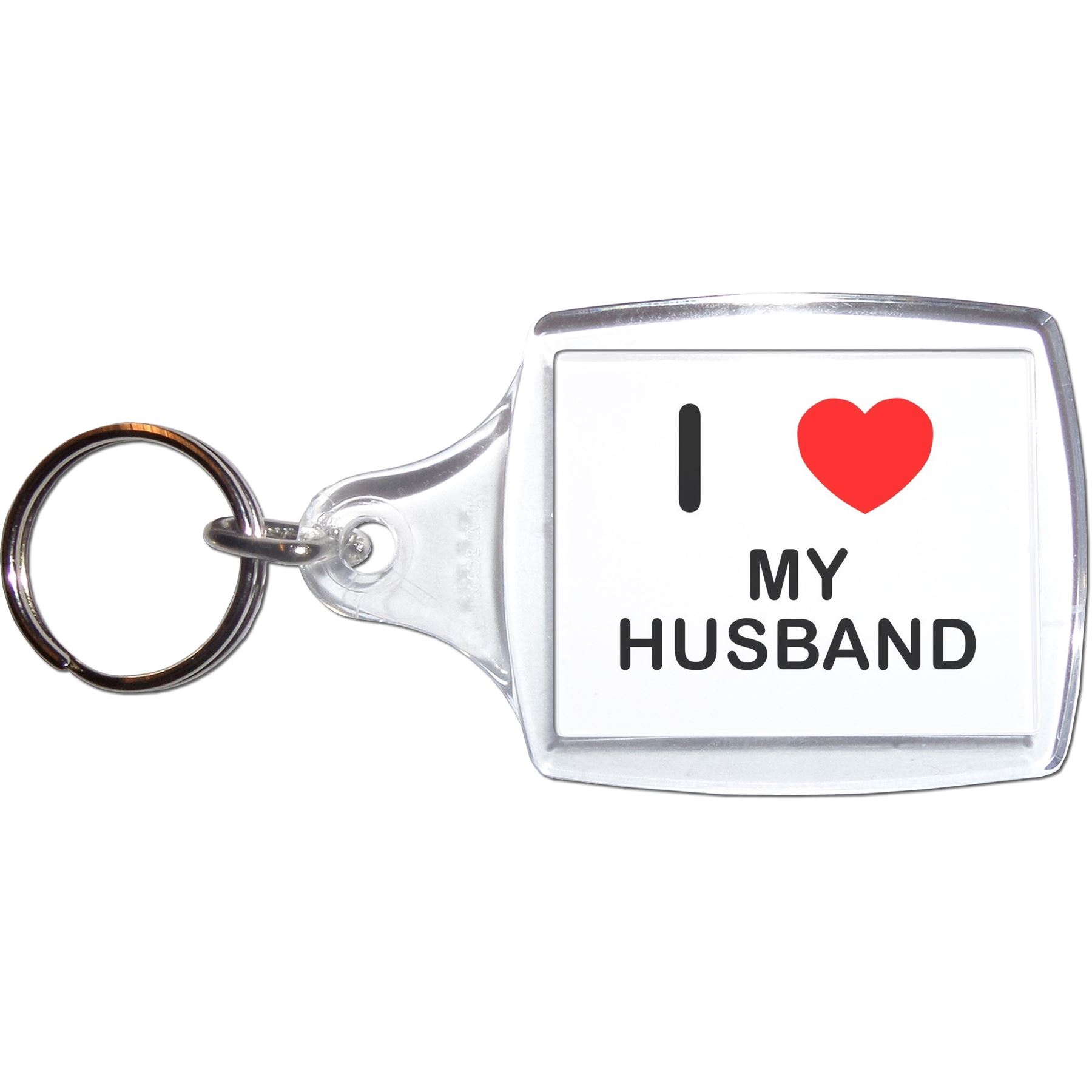 My Husband I Love Heart Clear Plastic Key Ring (S, M or L) - Picture 5 of 8