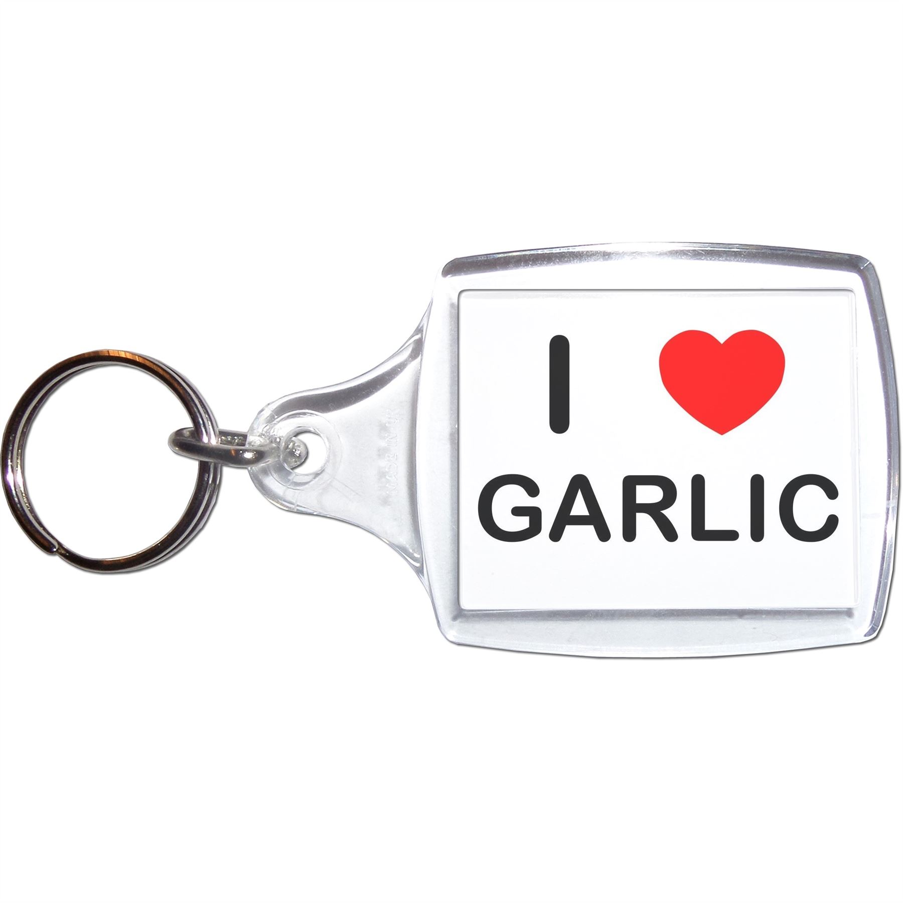 Garlic I Love Heart Clear Plastic Key Ring (S, M or L) - Picture 5 of 8