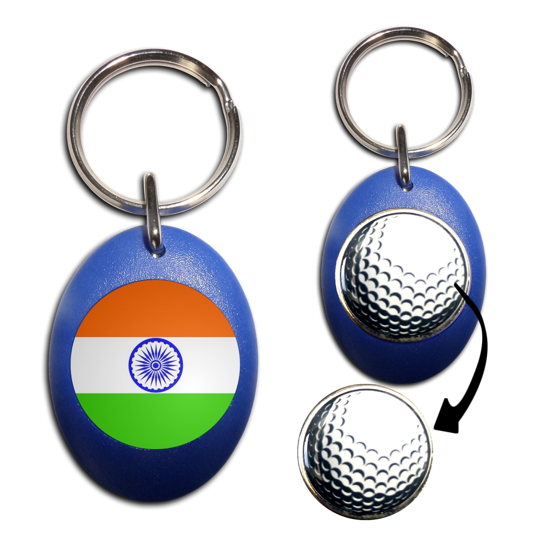 Schlüsselanhänger Indien Flagge Golfball Markierung (43 mm x 33 mm) - Bild 5 von 12