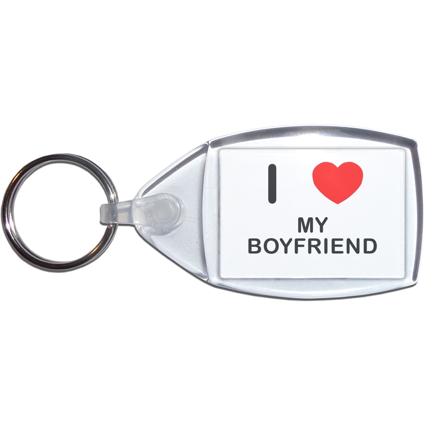 My Boyfriend I Love Heart Clear Plastic Key Ring (S, M or L) - Picture 7 of 8