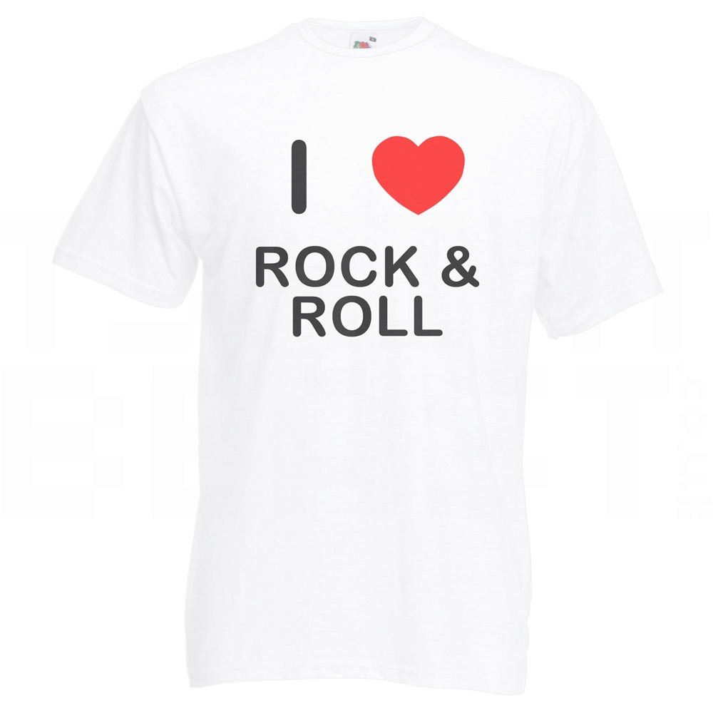 Rock and Roll I Love T-Shirt Tee Erwachsene Rundhals Kurzarm - Bild 33 von 34