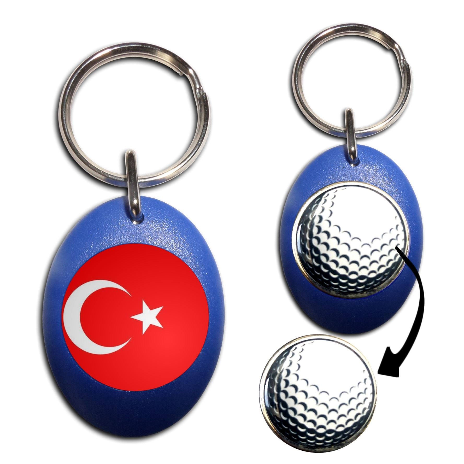 Schlüsselanhänger Türkei Flagge Golfball Markierung (43 mm x 33 mm) - Bild 5 von 12