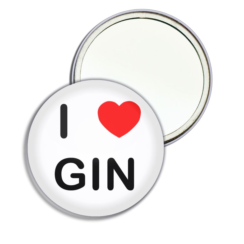 Gin I Love Heart Round Mirror Pocket Compact (55mm or 77mm) - Picture 3 of 6