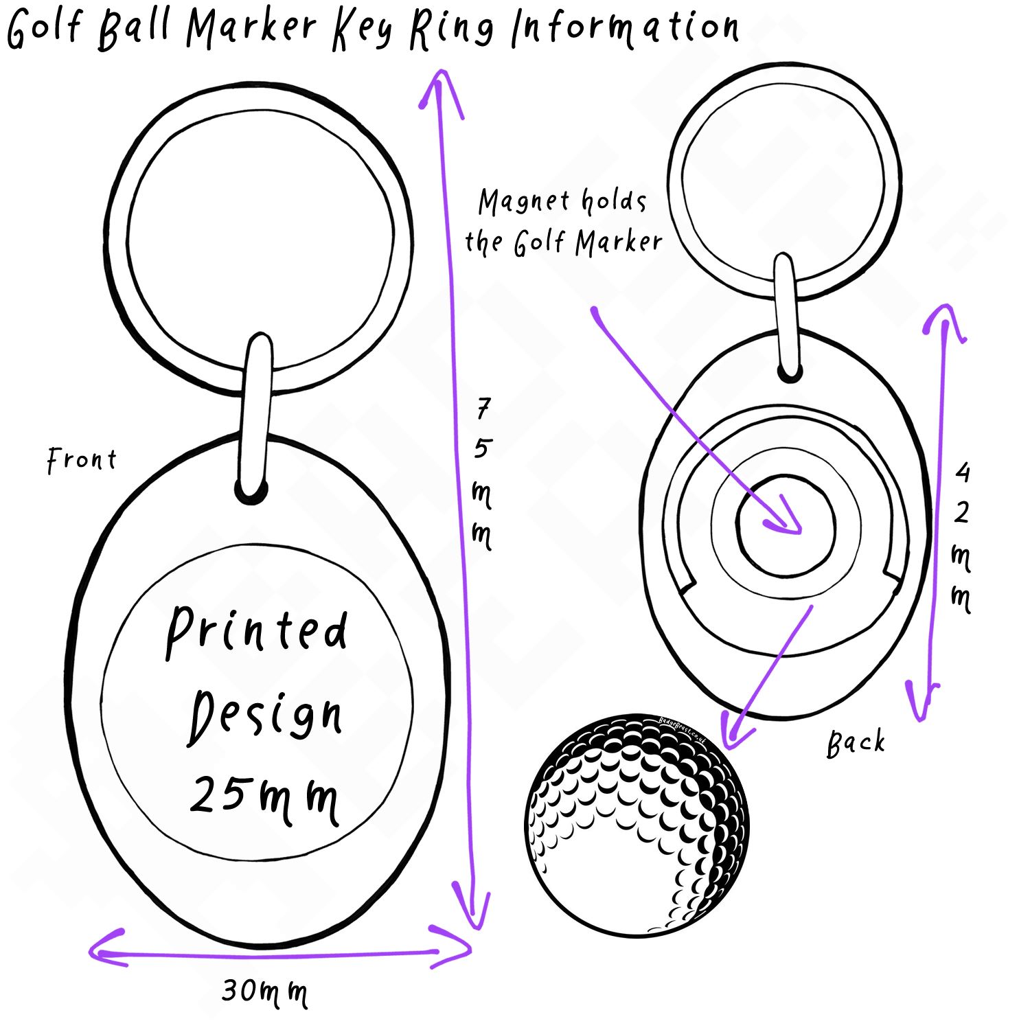 Schlüsselanhänger Türkei Flagge Golfball Markierung (43 mm x 33 mm) - Bild 6 von 12