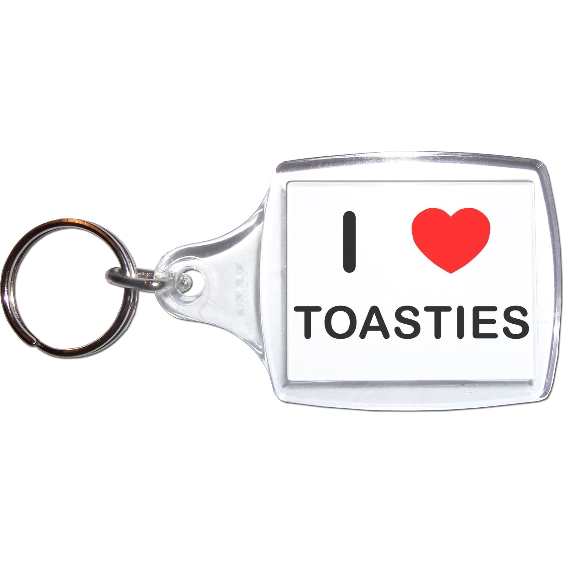 Toasties I Love Heart Clear Plastic Key Ring (S, M or L) - Picture 5 of 8