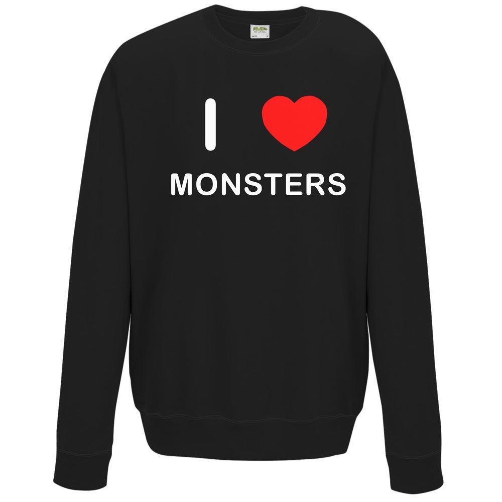 Monsters I Love Sweater Pullover Adult Crew Neck Long Sleeved Sweatshirt - Picture 3 of 34