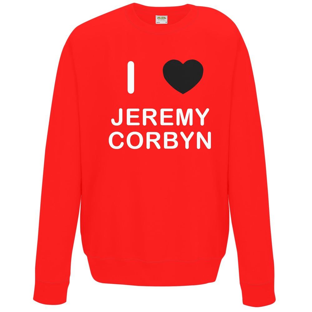 Jeremy Corbyn I Love Sweater Pullover Adult Crew Neck Long Sleeved Sweatshirt - Picture 21 of 34