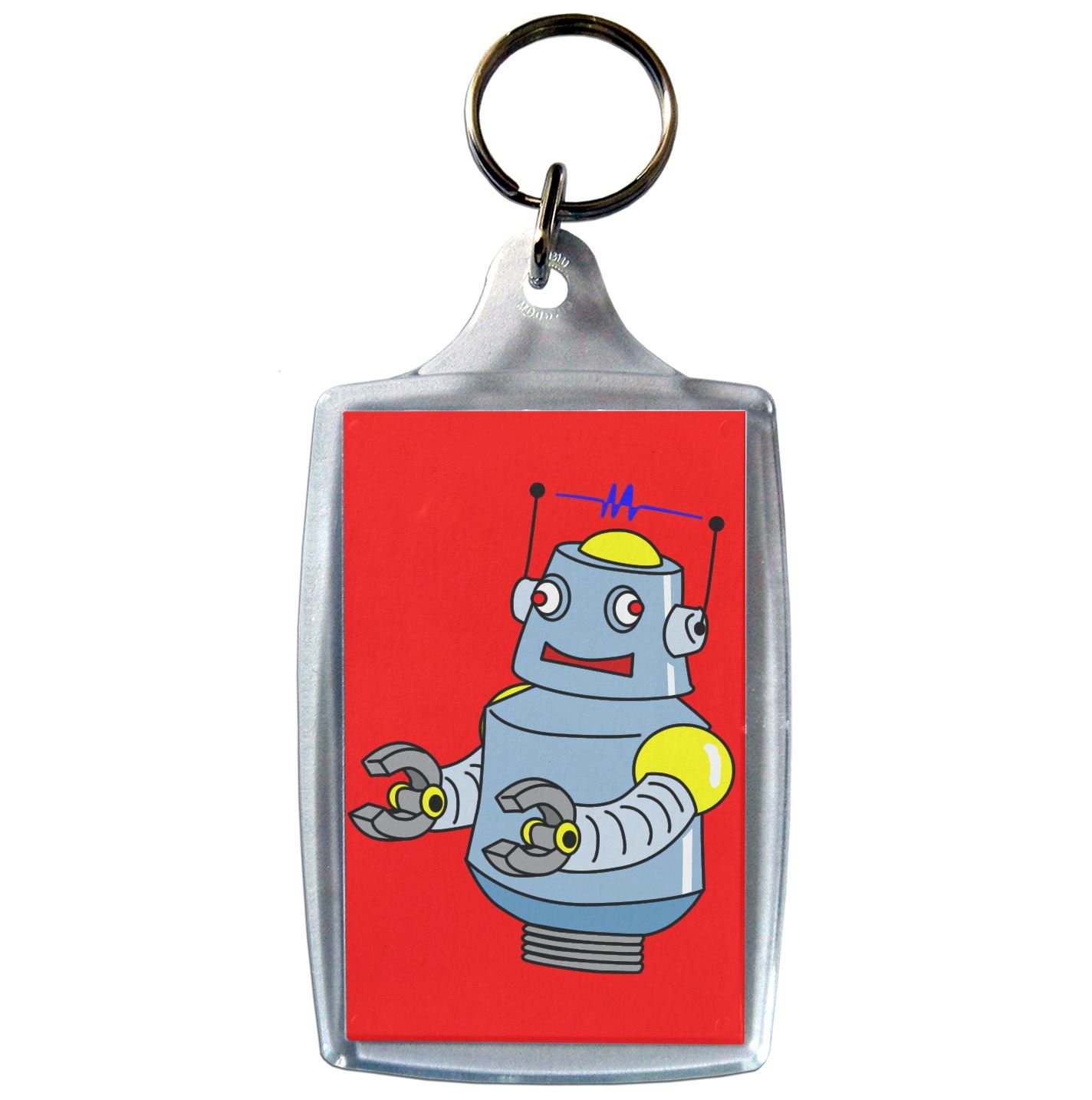 Red Boy Robot Clear Plastic Key Ring (S, M or L) - Foto 3 di 8