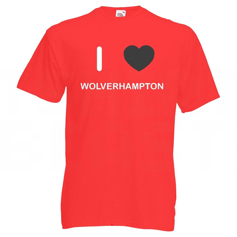 Wolverhampton I Love T Shirt Tee Adult Crew Neck Short Sleeved - Picture 19 of 34