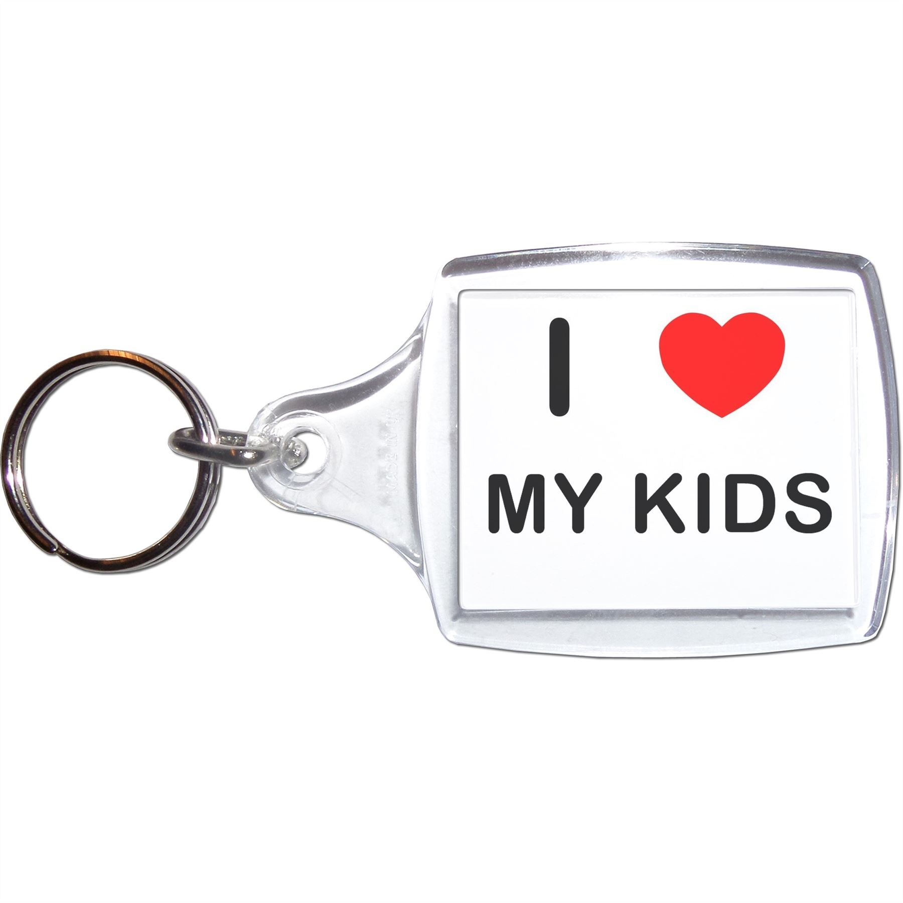 My Kids I Love Heart Clear Plastic Key Ring (S, M or L) - Picture 5 of 8