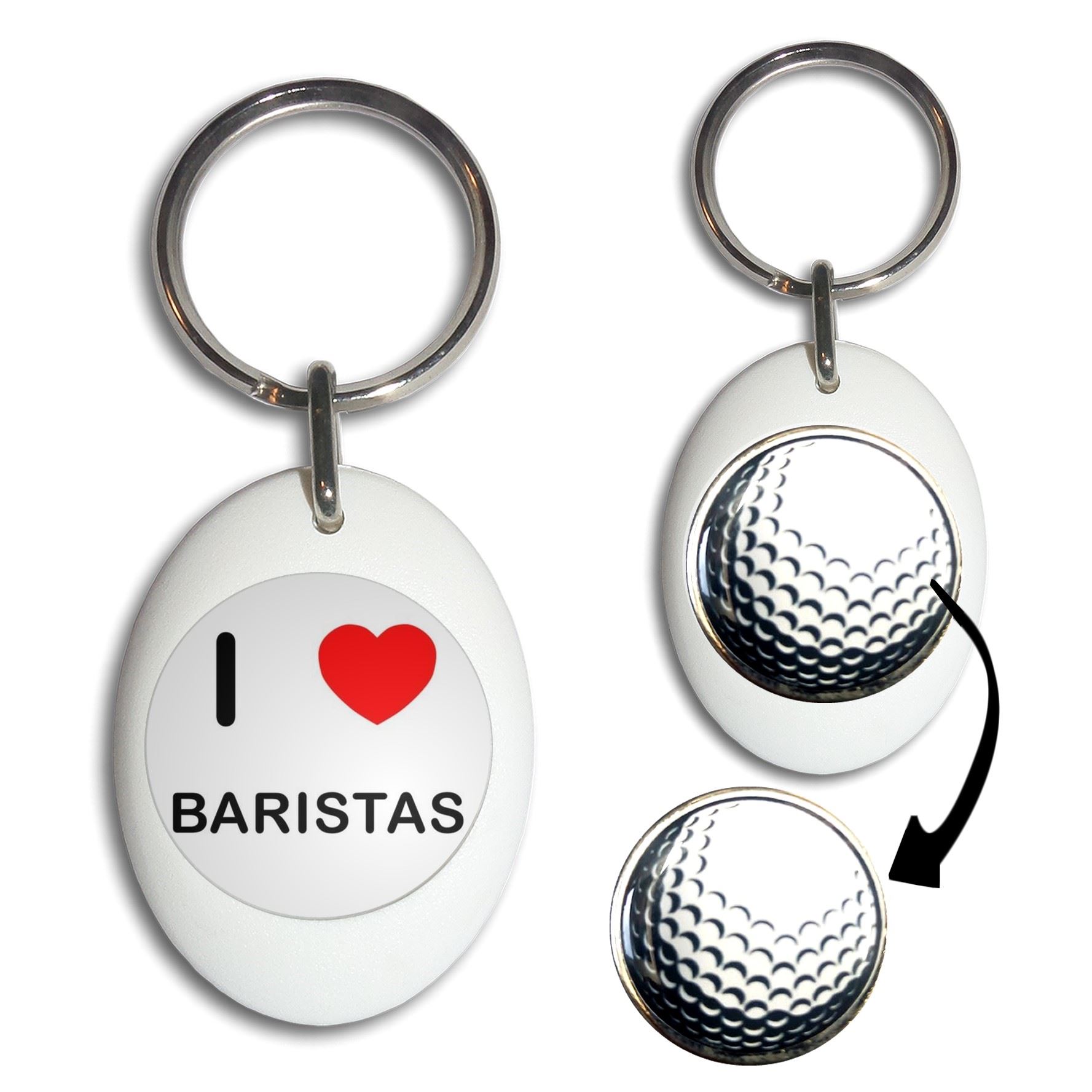 Baristas I Love Golf Ball Marker Key Ring (43mm x 33mm) - Picture 11 of 12