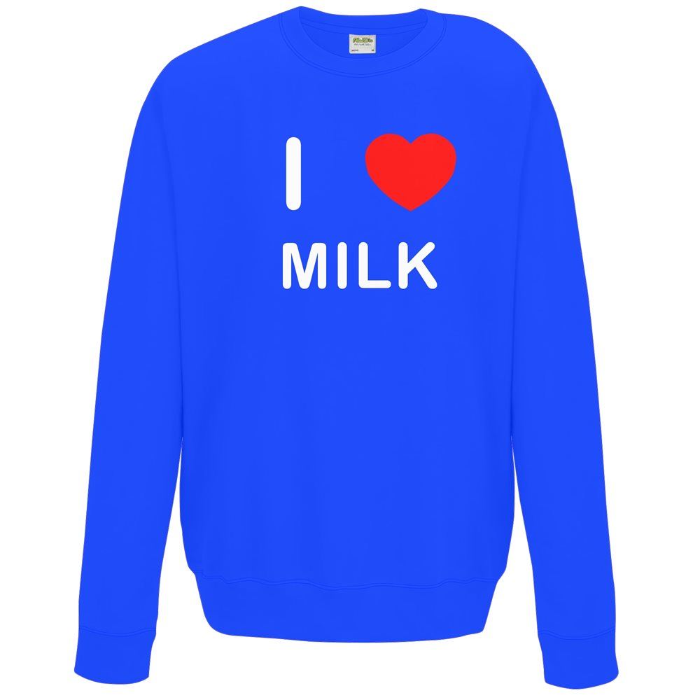 Milk I Love Sweater Pullover Adult Crew Neck Long Sleeved Sweatshirt - Picture 11 of 34