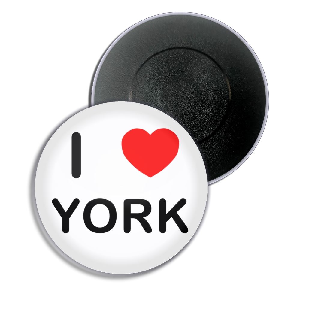 York I Love Herz Kühlschrankmagnet Knopf Anstecker (25, 55 oder 77 mm) - Bild 3 von 4
