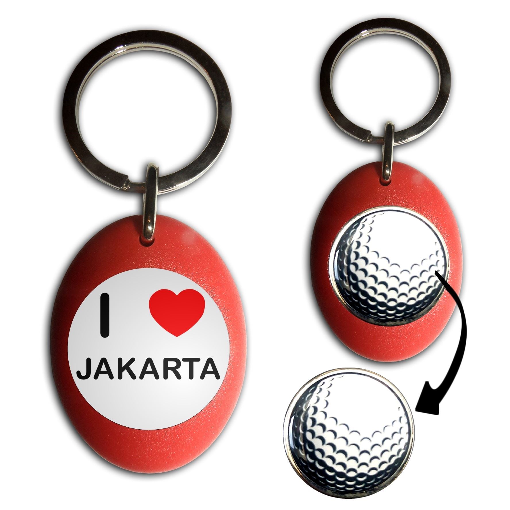 Jakarta I Love Golfball Marker Schlüsselanhänger (43 mm x 33 mm) - Bild 7 von 12