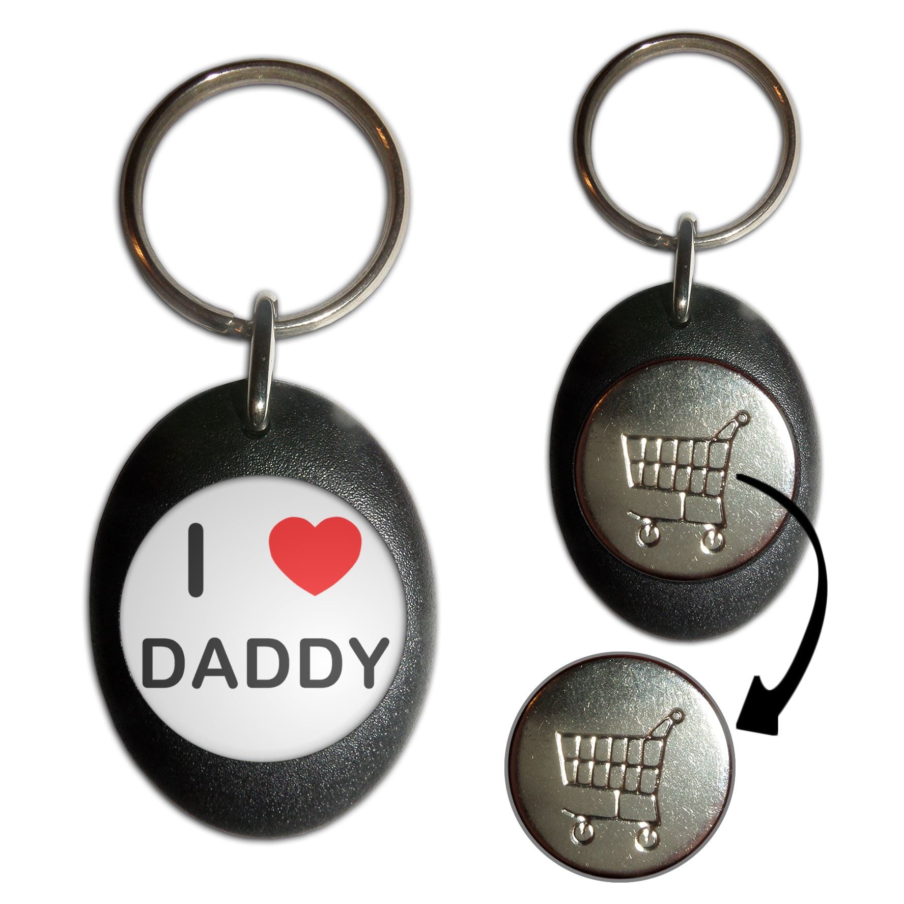 Daddy I Love Carrito de compras de plástico £1/€1 llavero para monedas (43 mm x 32 mm) - Imagen 3 de 10