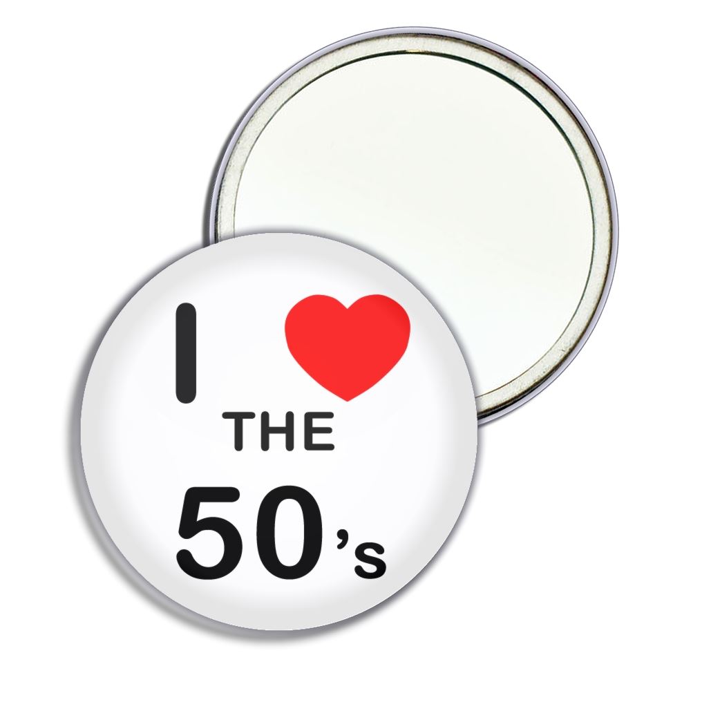 The 50's I Love Heart Round Mirror Pocket Compact (55mm or 77mm) - Bild 3 von 6