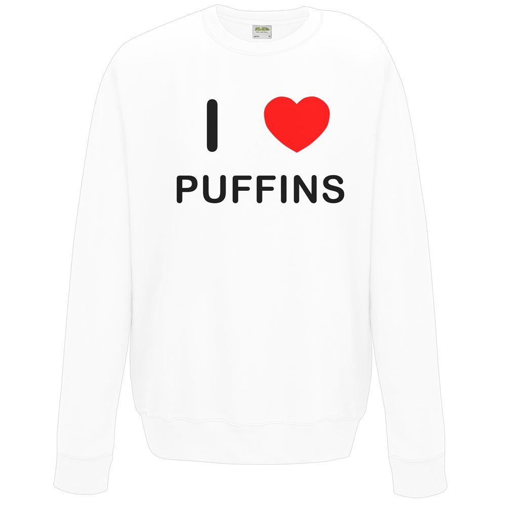Puffins I Love Sweater Pullover Adult Crew Neck Long Sleeved Sweatshirt - Picture 29 of 34