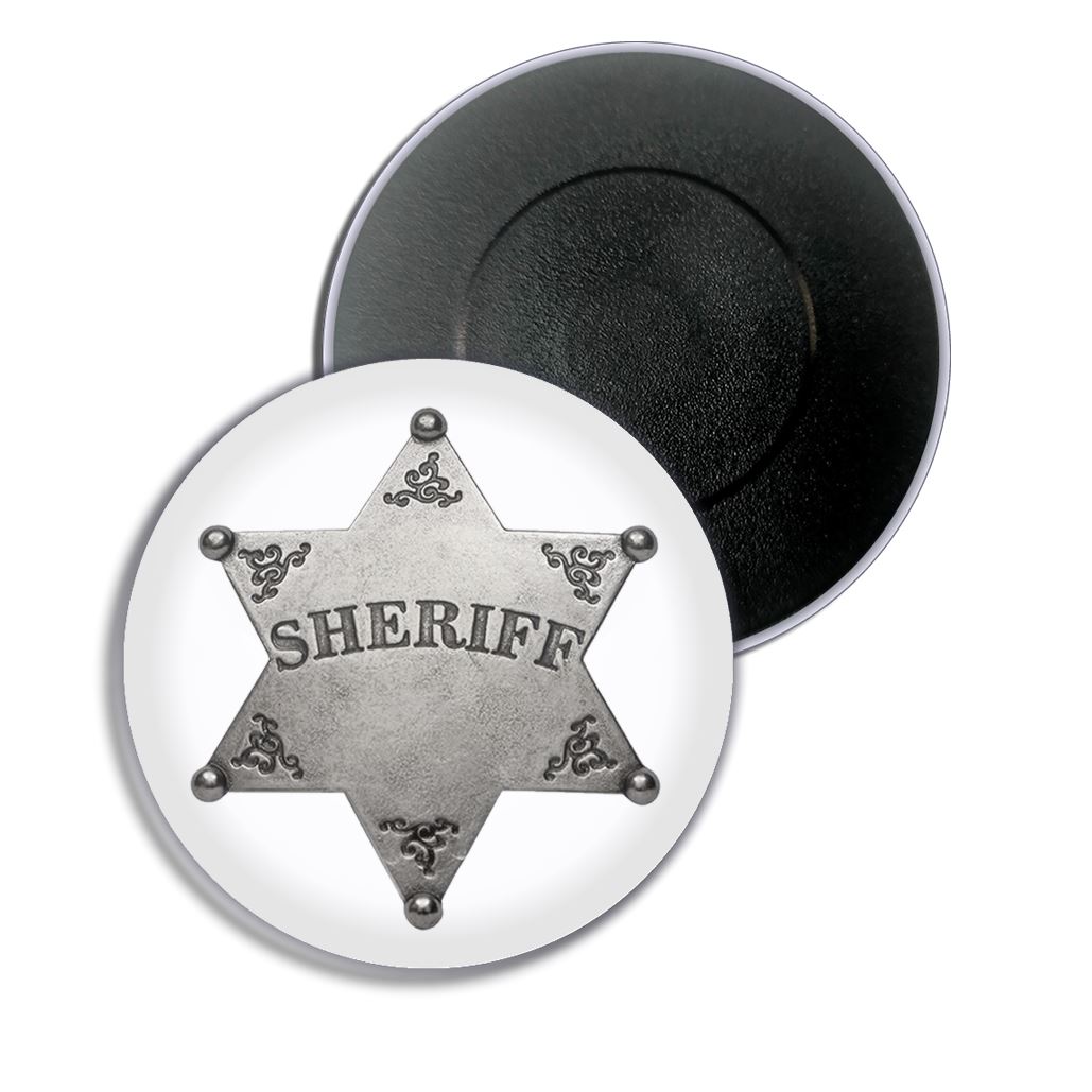 Sheriff Badge Fridge Magnet Button Badge (25, 55 or 77mm) - Picture 3 of 4