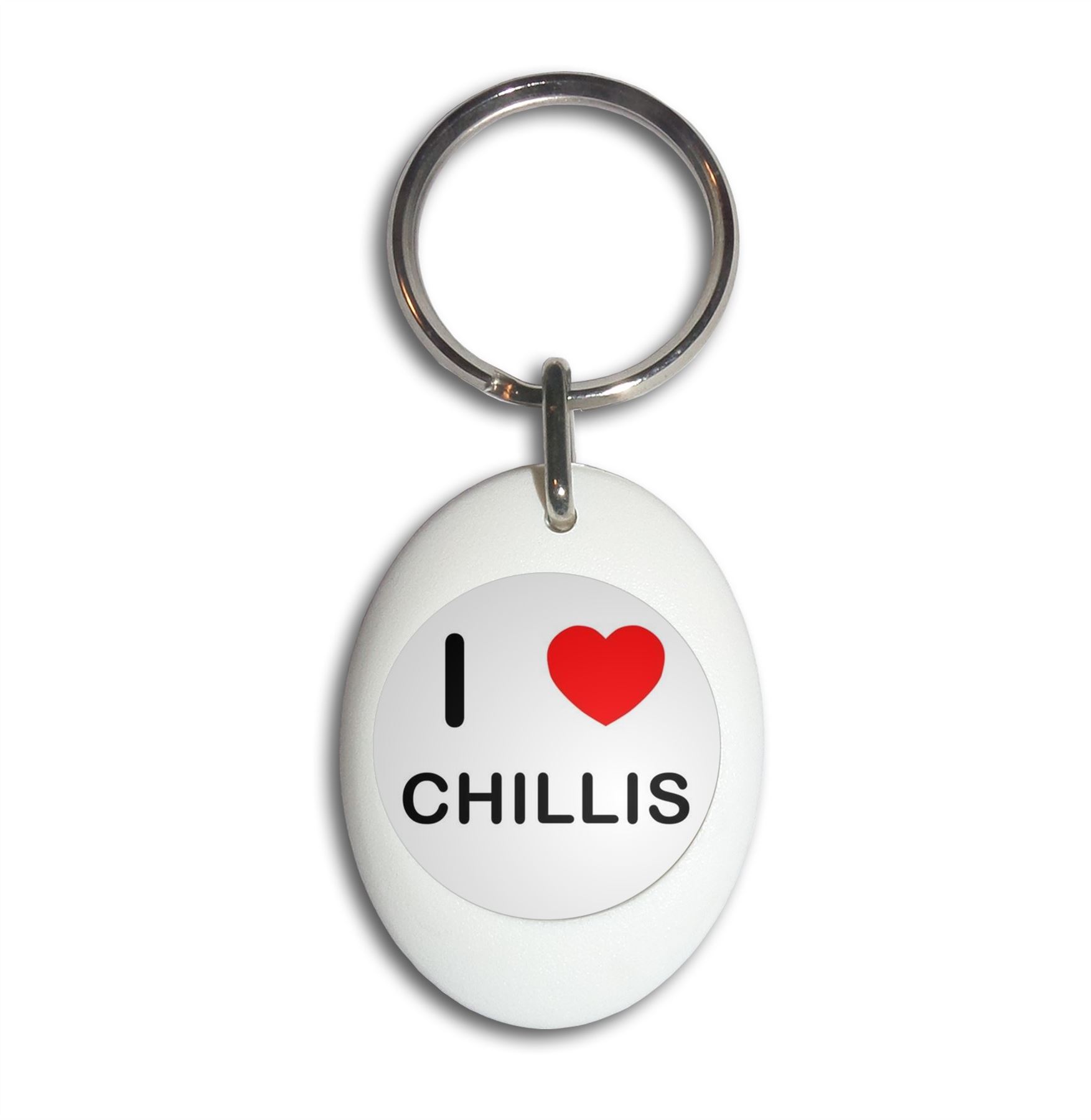 Chillis I Love Heart Plastic Oval Key Ring (43mm x 32.5mm) - Picture 9 of 10