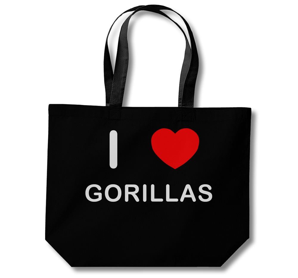Gorillas I Love Cotton Shopping Bag (Black, White, Natural) - Picture 5 of 8