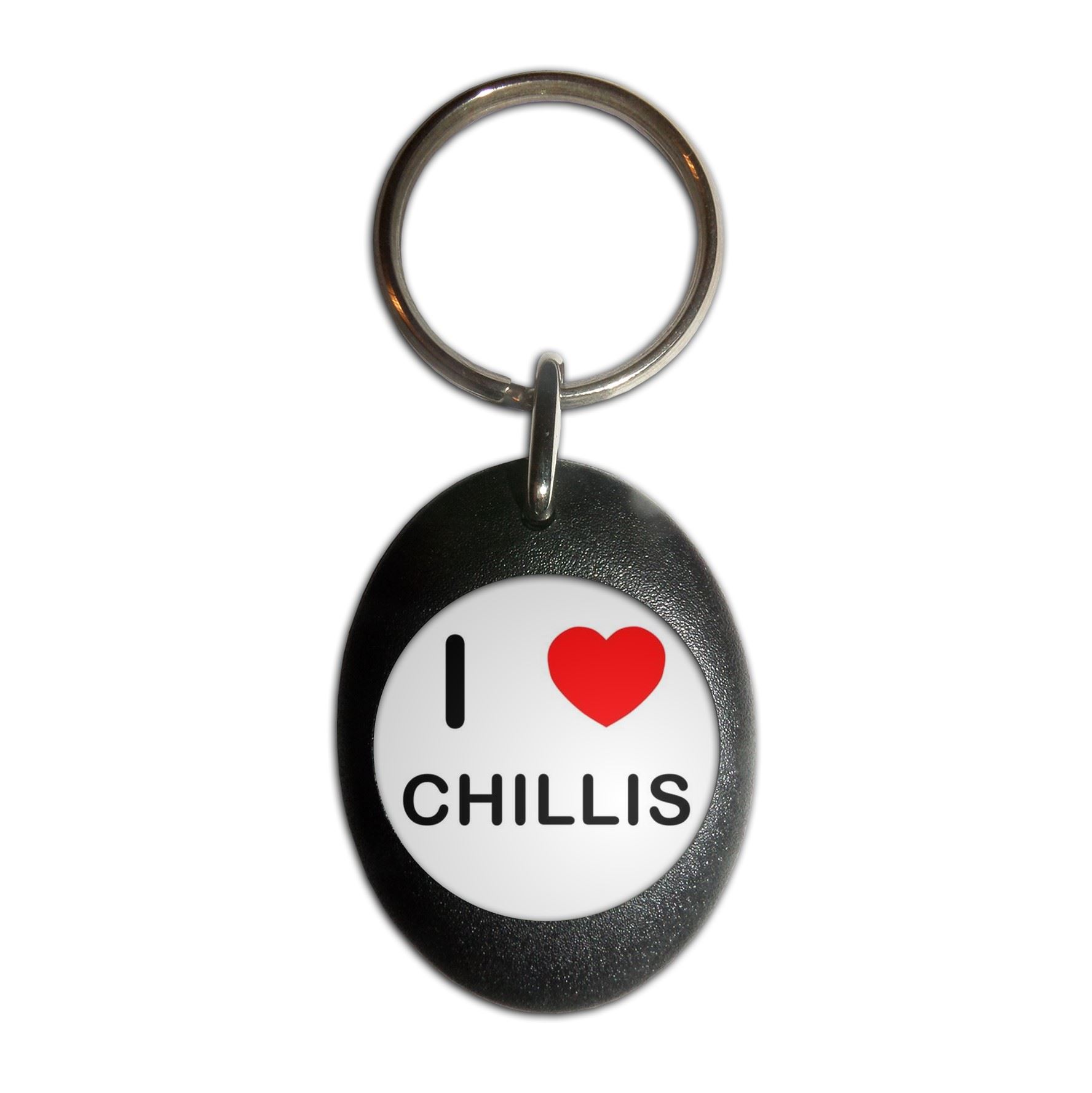 Chillis I Love Heart Plastic Oval Key Ring (43mm x 32.5mm) - Picture 3 of 10