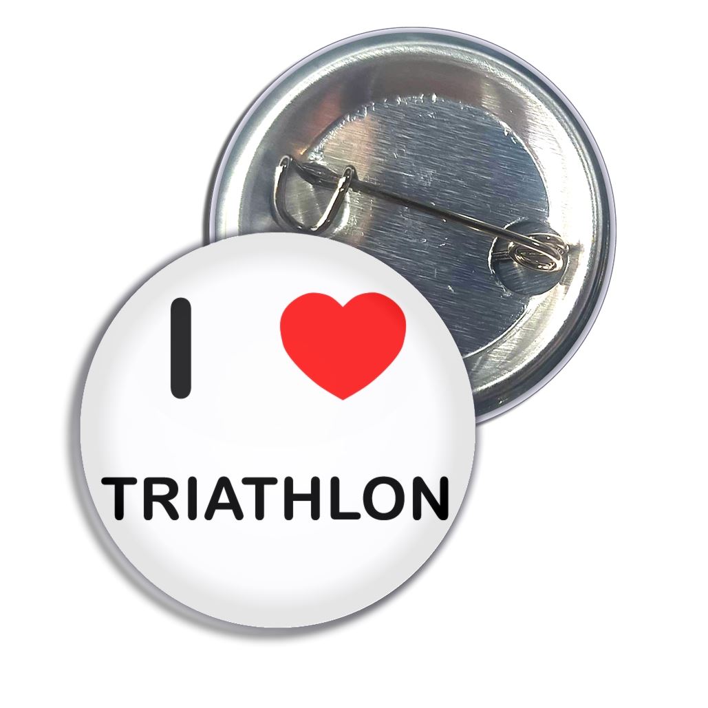 Triathlon I Love Heart Button Badge Pin Badge (25, 55 or 77mm) - Picture 3 of 8