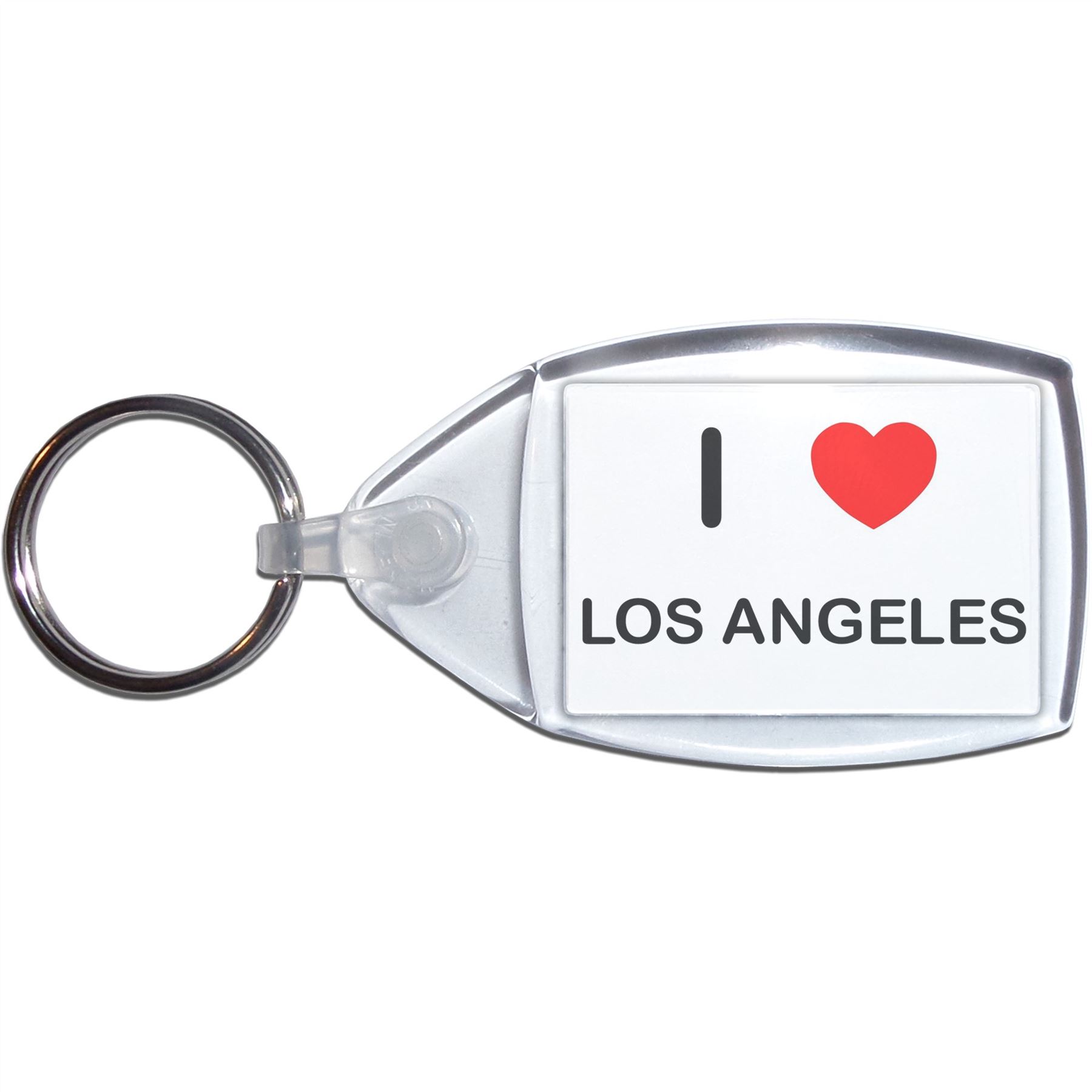 Los Angeles I Love Heart Clear Plastic Key Ring (S, M or L) - Picture 7 of 8