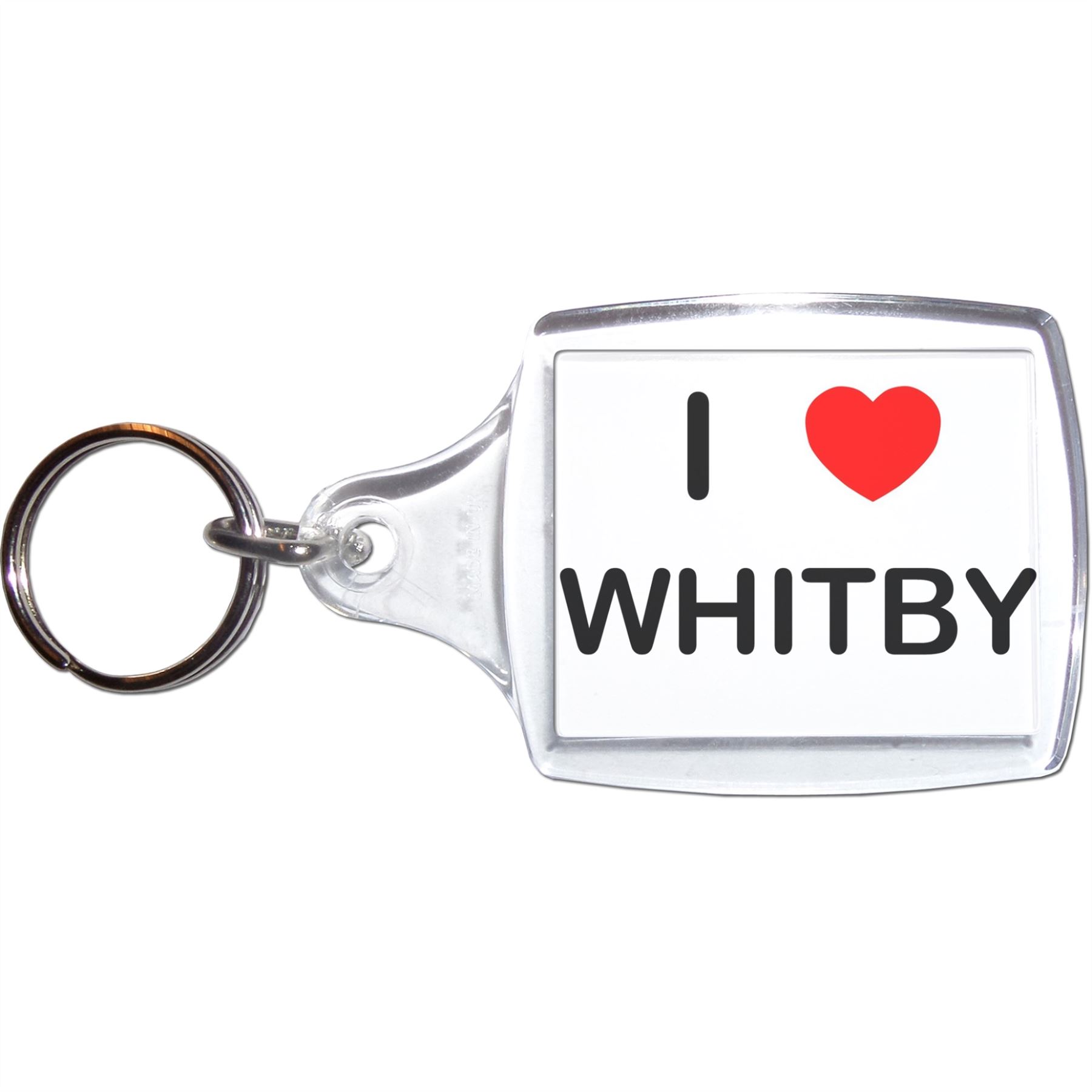 Whitby I Love Heart Clear Plastic Key Ring (S, M or L) - Picture 5 of 8