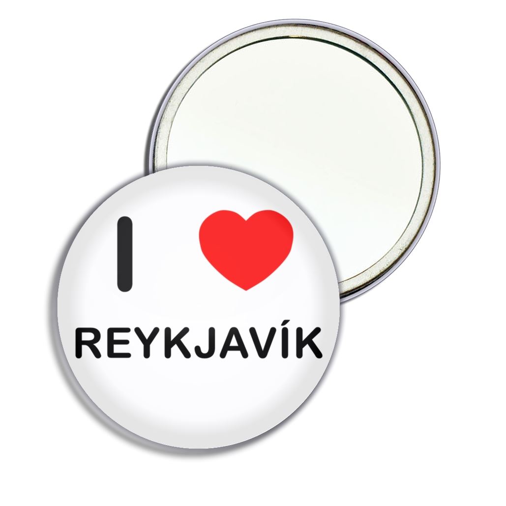 Reykjavik I Love Heart Round Mirror Pocket Compact (55mm or 77mm) - Picture 5 of 6