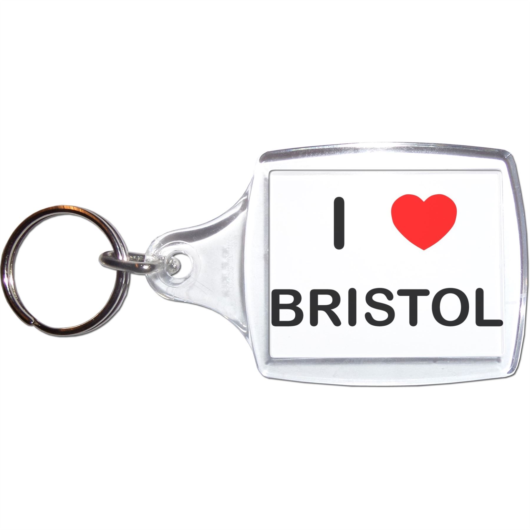 Bristol I Love Heart Clear Plastic Key Ring (S, M or L) - Picture 5 of 8
