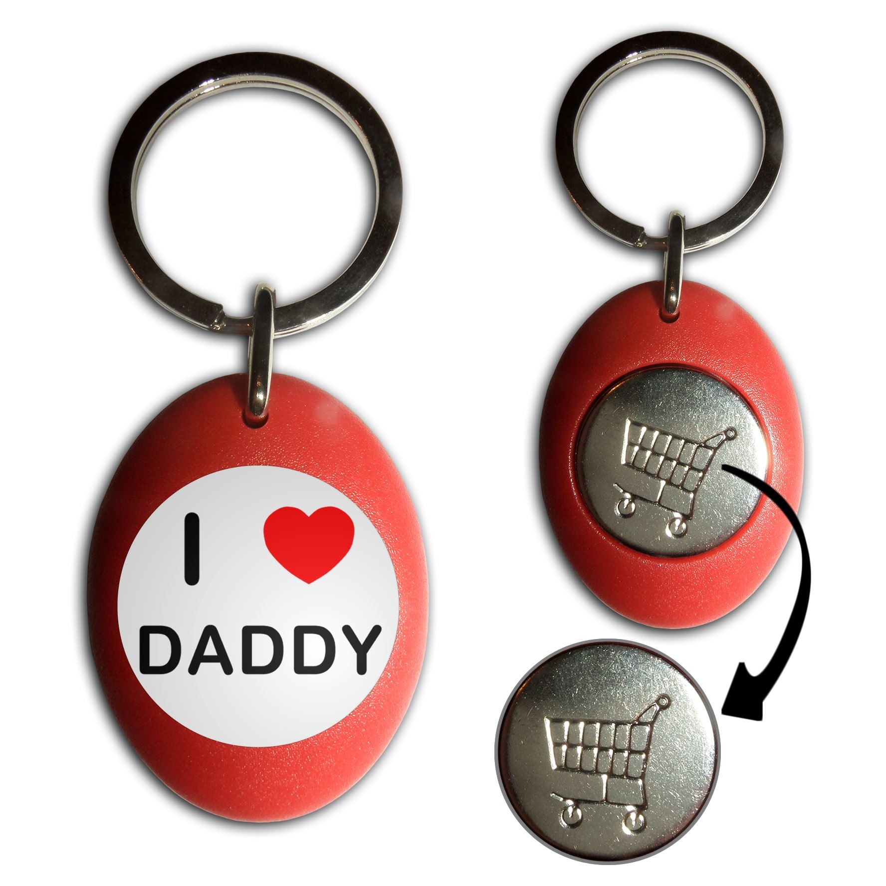 Daddy I Love Carrito de compras de plástico £1/€1 llavero para monedas (43 mm x 32 mm) - Imagen 7 de 10