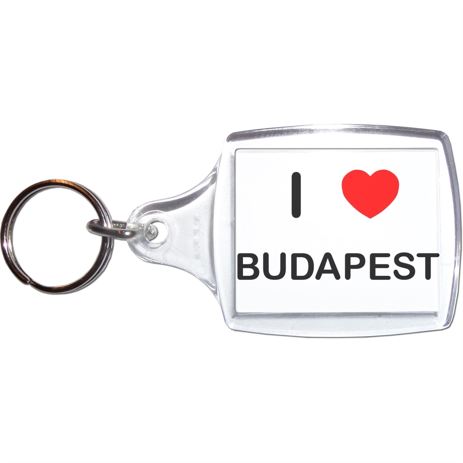 Budapest I Love Heart Clear Plastic Key Ring (S, M or L) - Foto 5 di 8