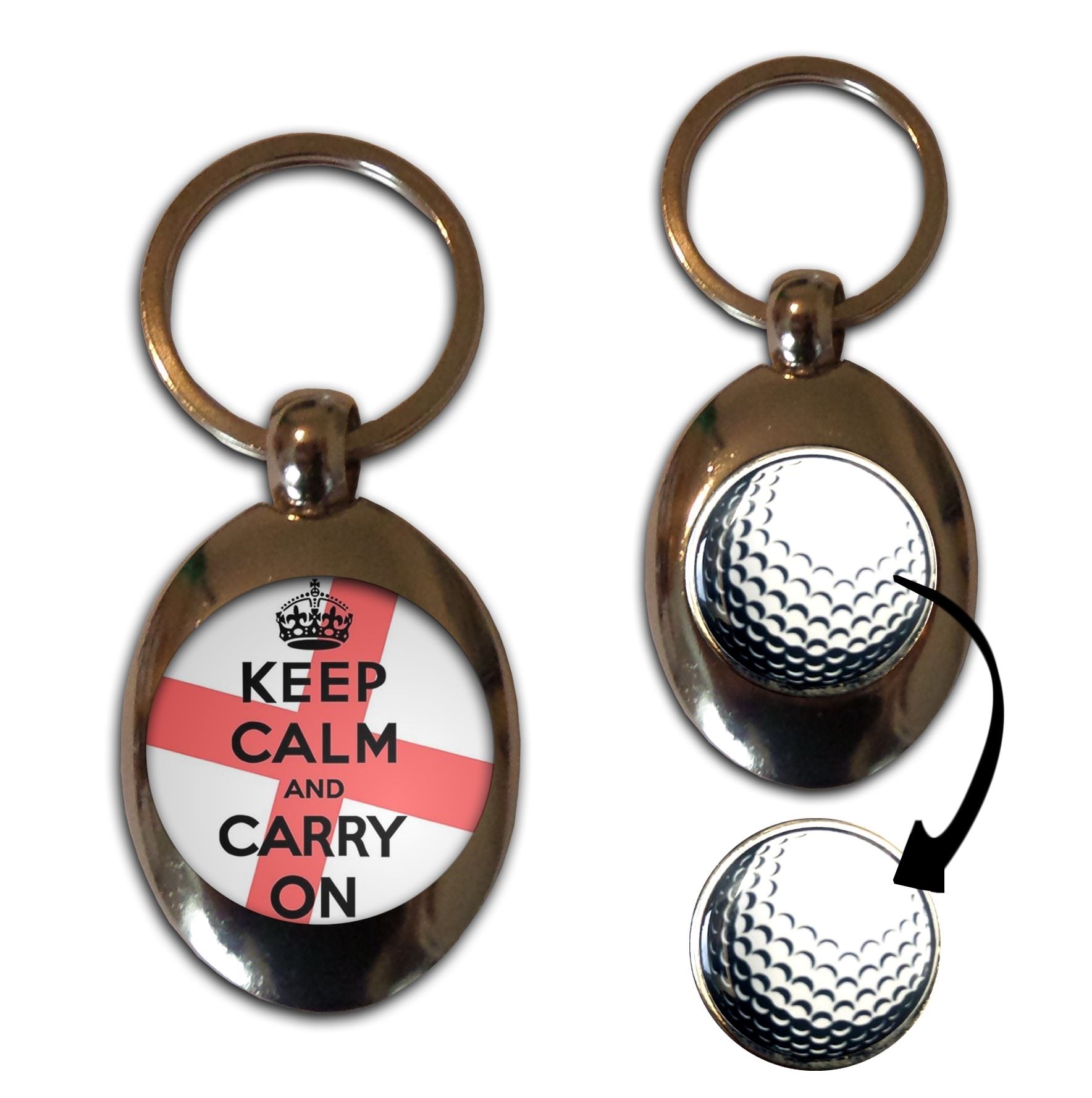 England Keep Calm and Carry On Golfball Marker Schlüsselanhänger (43 mm x 33 mm) - Bild 9 von 12