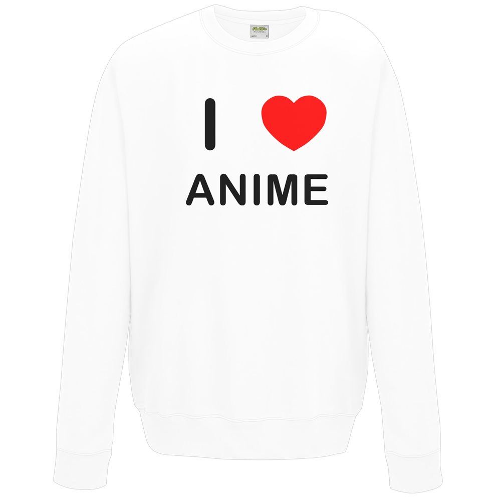 Anime I Love Sweater Pullover Adult Crew Neck Long Sleeved Sweatshirt - Picture 31 of 34